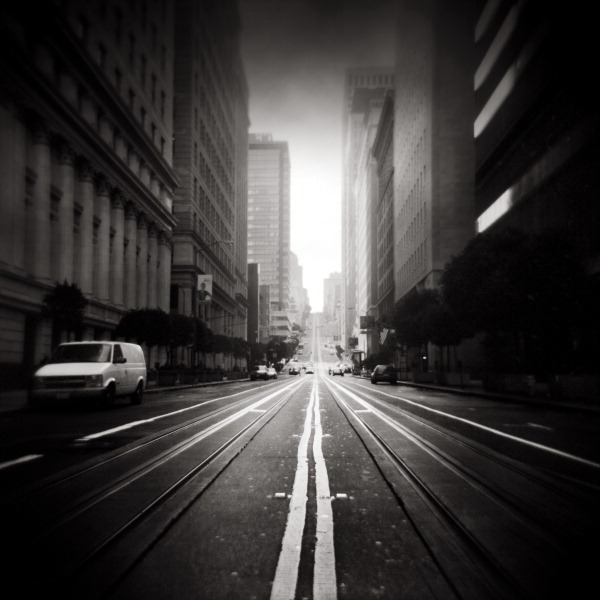 California Street, photography by Denis Olivier. San Francisco, United-States, February 17, 2010 - #1239
http://www.denisolivier.com/p_sets.php?pid=1239. Holga, Fuji Acros 100. In Construction, Street