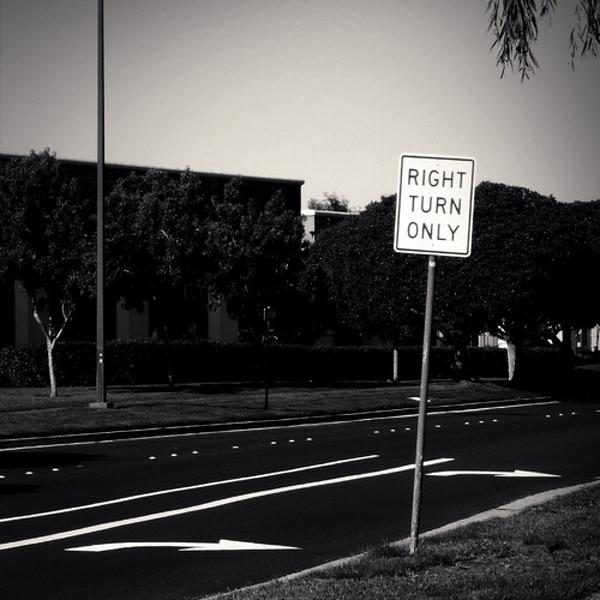 Right Turn Only, photography by Marianne Le Carrour. &copy; Marianne Le Carrour 2009. In Transportation, Road, car, cycle