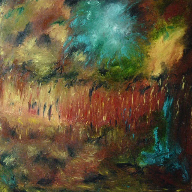 Firework, painting by Colette Marchant. 120 X 120 cm, huile sur toile. Huile sur toile. handwork