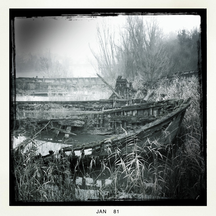 The Ghost Boats, photography by Luca Lacche. Treviso, Veneto 2011. iPhone 4 + Hipstamatic 185. digital. In Nature, Scenery, Waterscape