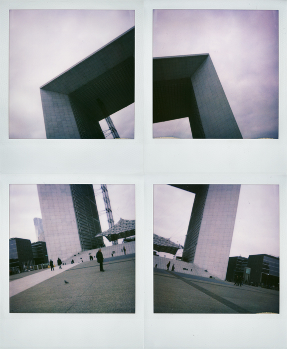 La Grande Arche, photography by Oliver Squibb. Paris :). polaroid one600. In Construction