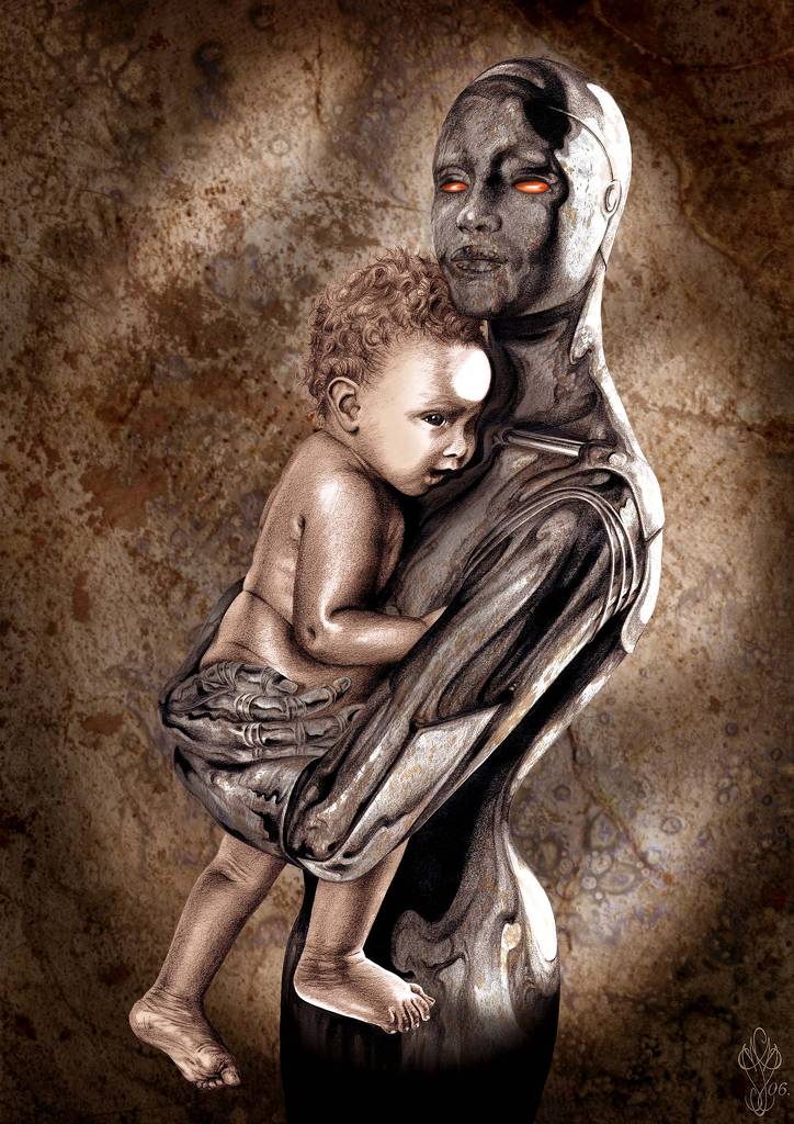 Mater, drawing by Martine Fassier. Mines de plomb-Photoshop. In People, Character