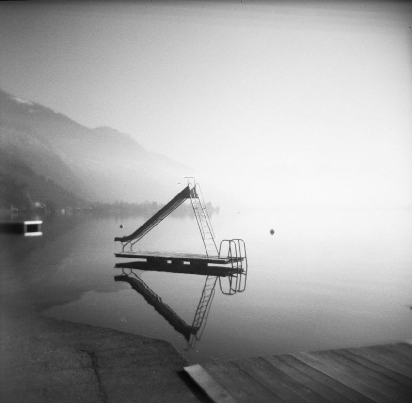 You Alone, photography by Christelle Landais. # Talloires. Holga - Ilford Delta 400 pro. In Nature, Scenery, Waterscape