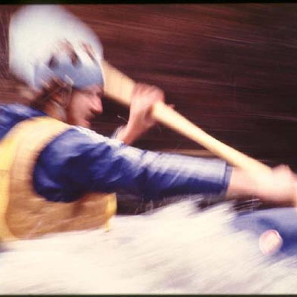 Cano&eacute;-Kayak, photography by Philippe Fassier. En 1981, l&rsquo;unique photo "valable" ramen&eacute;e de tout un week-end de comp&eacute;tition de cano&eacute;-kayak, et pourtant, c'&eacute;tait la seule photo floue !. Pentax KM 135mm Ekta 800. In Event, Sports
