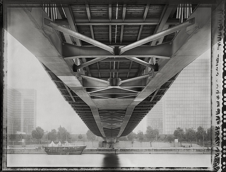 Passerelle Simone-de-Beauvoir 2, photography by Alexandre Lafaurie. Sinar 4x5. In Construction, Edifice, Structure