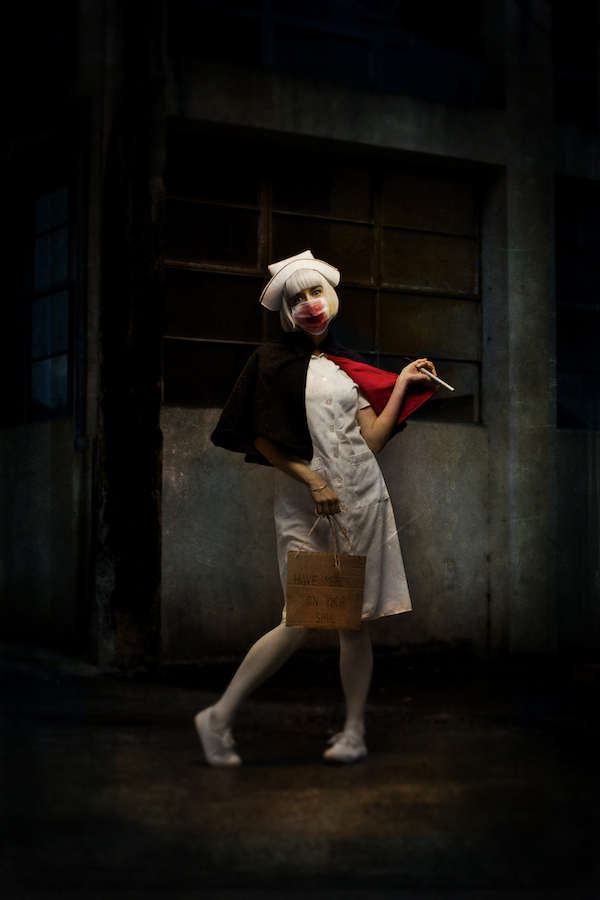 Continuing the project of portraits of characters found in Bob Dylan songs. This one Dr Filths nurse from Desolation Row. Canon Eos1D Mk IV Canon EF 50mmm 1.2L. In People, Portrait, Female. Dr Filths Nurse, photography by Mark Hamilton. Image #370923