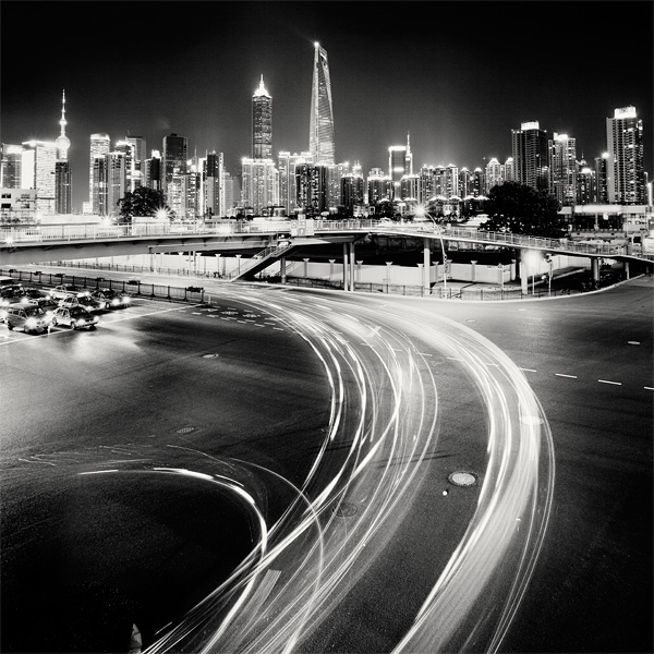 Shanghai: In Flames, photography by Marcin Stawiarz. Shanghai, China
Photograph is a part of the series: 'Nightscapes'.. In Construction, Cityscape, skyline