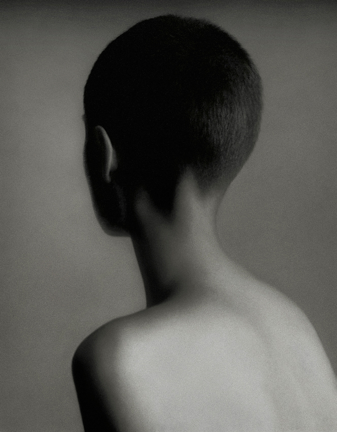 Cropped Hair, photography by Andreas Heumann. Rollei 6008. Colour slide, converted to BW. In People, Portrait