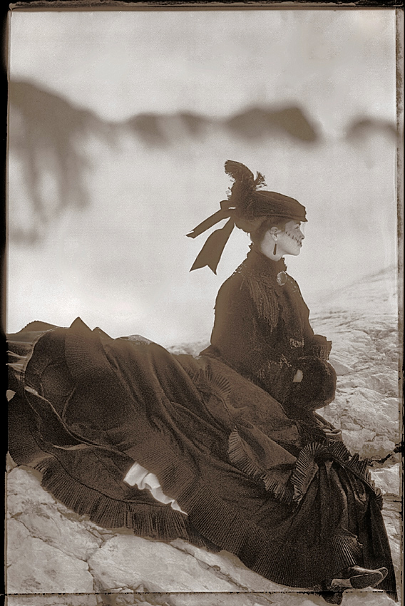 1880, photography by Andreas Heumann. taken as a test. Final shot was a group picture.. Sinar, Polaroid back. Polaroid pos/neg film. In Object, Clothing