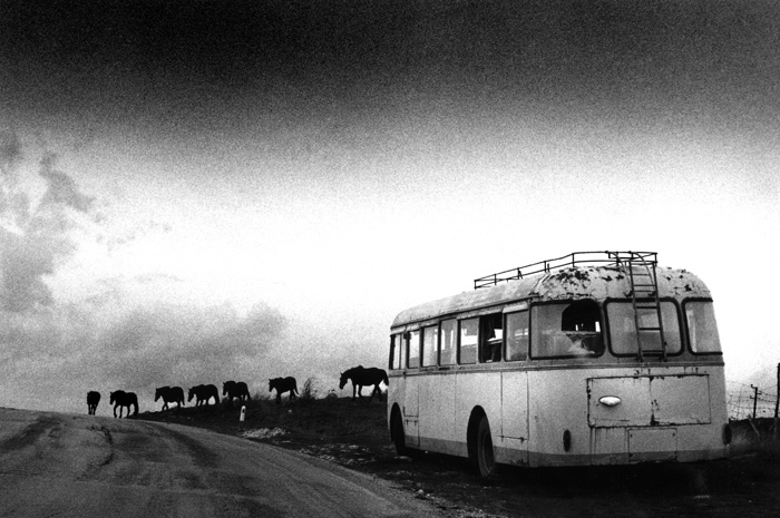 Bus stop, photography by Ferdinando Gatta. Nikon F3 , Nikkor 50 f2 , TMAX 400. In Construction, Street