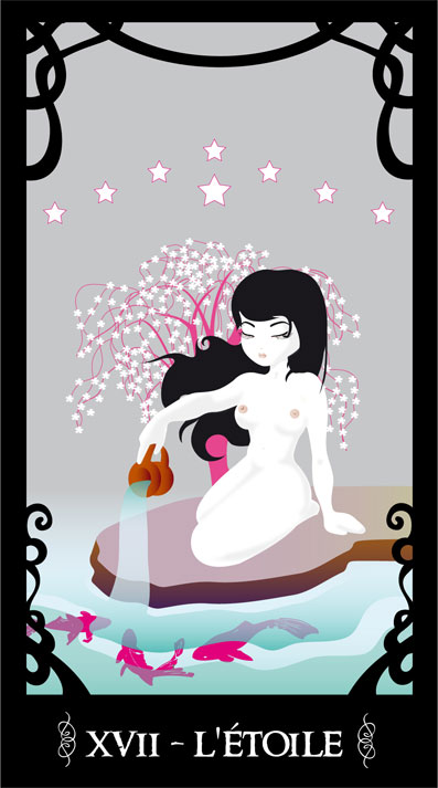 XVII - L'&eacute;toile, processing by Malak. Adaptation du tarot de marseille.. Illustrator, tablette graphique