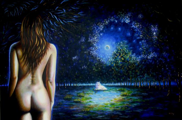 Les Yeux De La Nuit, painting by .. Ald&eacute;hy. Projet; Le Germe Divin.. Peinture. Acrylic. In People, Body part