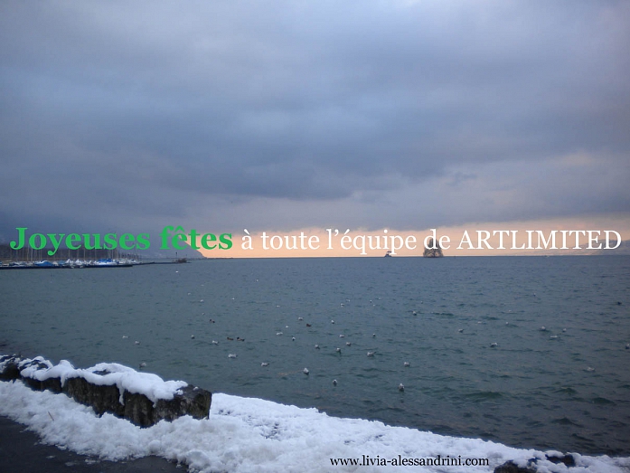 Joyeuses F&ecirc;tes A Toute L'equipe De Artlimited, Artwork by Livia Alessandrini. Photo lac l&eacute;man depuis Villeneuve