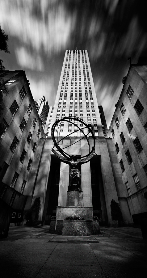 Atlas, photography by Calle H&ouml;glund. Guess you never seen this view before huh? =]
I never got time to get up to the observation deck on Rockefeller Center.

This is a long expo shot, or three actually.
[]
[]
[]
10mm
ISO 320
20Sec
f/14
Hoya ND400. Canon EOS 40D, Sigma 10-20mm, Manfrotto 725B, ND400. Long Exposure, Photoshop, Silver Efex Pro. In Construction