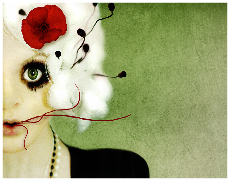 miss poppy smokes, processing by Ariadna Vicente. it's easy to find her in a crowd.

when miss poppy lights a cigarette,

the smoke reeking is tinted in red