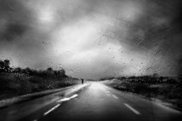 In Transportation, Road, car, cycle. She's Walked Three Steps Forwards, The Road Is Quiet, photography by Sylvain Lagarde. Image #387505