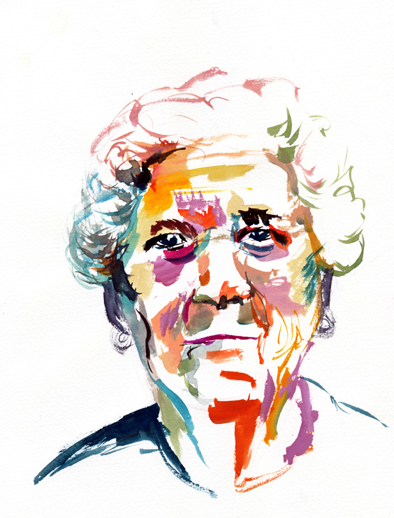 Mamie.2, drawing by Pim's. Un travail d'&eacute;cole, un hommage &agrave; toutes les grands-m&egrave;res du monde.. Gouache. In People, Portrait