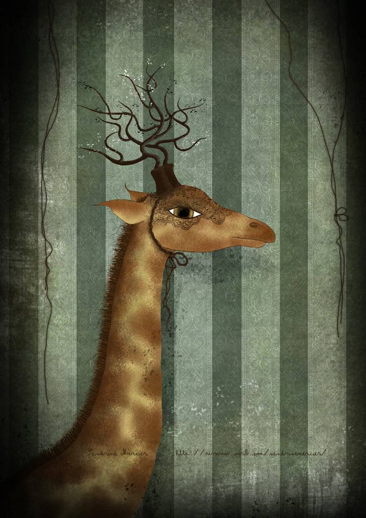 La girafe qui voulait devenir cerf, drawing by Sandrine Mercier. The giraffe who wanted to be a deer.

Created with Photoshop and Painter.
Using textures.. Photoshop, Painter, inspiration. PAO. In Nature, Animal. La girafe qui voulait devenir cerf, drawing by Sandrine Mercier. Image #34525