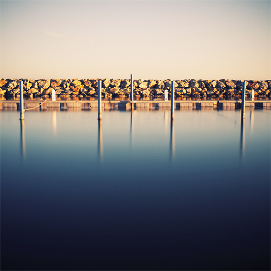Blue Poles, photography by Laurent Miaille. Port Barcar&egrave;s - 01/12. Canon 5d + Mirex T/S adapter + Mamiya 35mm. Long Exposure. In Construction, Edifice, Pier, pontoon