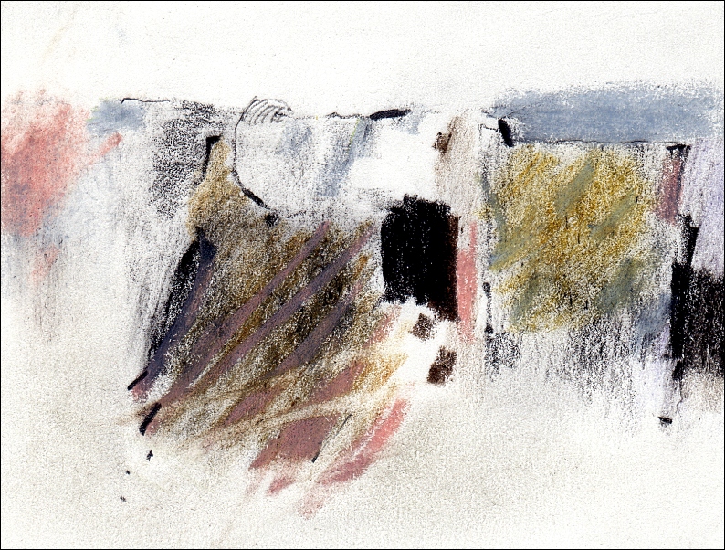 Hill 8, drawing by George Oncioiu. oil pastel on paper, 15x20 cm. In Nature, Scenery, Countryside