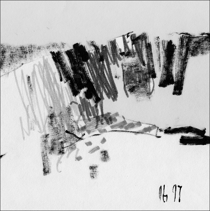 Hill 6, drawing by George Oncioiu. ink on paper, 20x20 cm