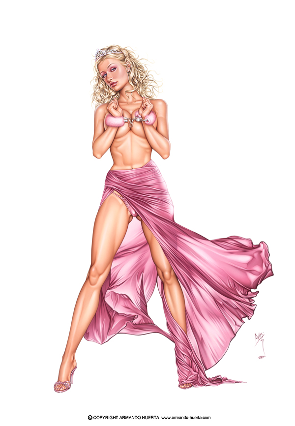 45 DAYS WITHOUT PARIS, painting by Armando Huerta. 45 DAYS WITHOUT PARIS - 20x30" Acrylic on Board , 2007. Model : Paris Hilton. Original For Sale!. Acrylic on Board