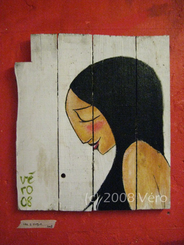 like a virgin, painting by Veronika Mischitz. A painting I did for an exhibition last year.. acrylics on wood planks. In People