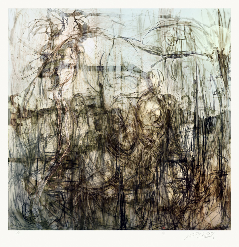 Study II / Giacometti Series, processing by Alexander Sutulov. Medium: Giclee / 7 colour / Matte Black / UV Ultra Chrome ink
Paper: Epson Professional Textured Fine Art Paper / 100% rag
Size: 116cm x 112cm
Edition: 50 / print includes authenticity certificate
Marks: edition number, title, artist chop and signature
Date: 2007

Giacometti Series: studies based on the extensive work of Italian Suisse artist Albert Giacometti, regarding the &ldquo;other self&rdquo; throughout the exercise of portraiture and human figure. Studies I &ndash; VI correspond to a first phase where the relationship between the urban men sculptures and his mother&rsquo;s portraits have been emphasized in his insatiable search of the implicit being. Through it, we observe the complexity of linear composition establishing different levels of abstraction divorced from any figurative stereotype. Chromatic and tonal modulations throughout all six studies reveal pictorial fields of figure and portrait symbiosis.. G5. digital painting. In People, Portrait