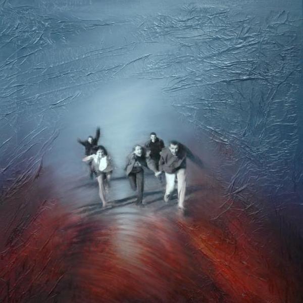 Arriv&eacute;e Joyeuse, painting by Fran&ccedil;oise Peslherbe. Que ce soit le d&eacute;but ou la fin de la course, le c&oelig;ur est joyeux. Le d&eacute;but marque l'enthousiasme et l'espoir de vaincre, ; la fin quant &agrave; elle nous laisse imaginer les efforts et les emb&ucirc;ches rencontr&eacute;s mais le corps &eacute;reint&eacute; est heureux de cette fin et des d&eacute;fis v&eacute;cus.. Nikon D 70. Collage photo (cr&eacute;ation) et huile sur toile. In People, Miscellaneous