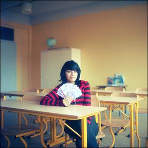 L'Europe : c'est l'Euro (Am&eacute;lia, 16 ans, d'origine portugaise), photography by Takala. rolleiflex 2,8 E (Kodak Portra VC). In People, Portrait