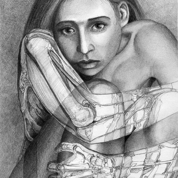 074, drawing by Aleksander Rymarowicz. pencil. drawing. In People, Nude