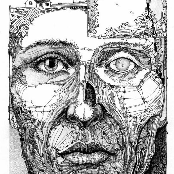 001, drawing by Aleksander Rymarowicz. pencil and ink