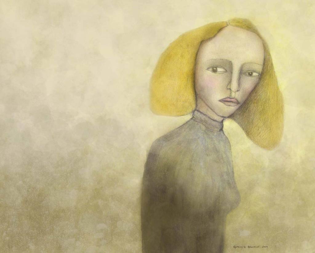 don't worry about me, painting by Gladys B. mixed media. In People, Portrait