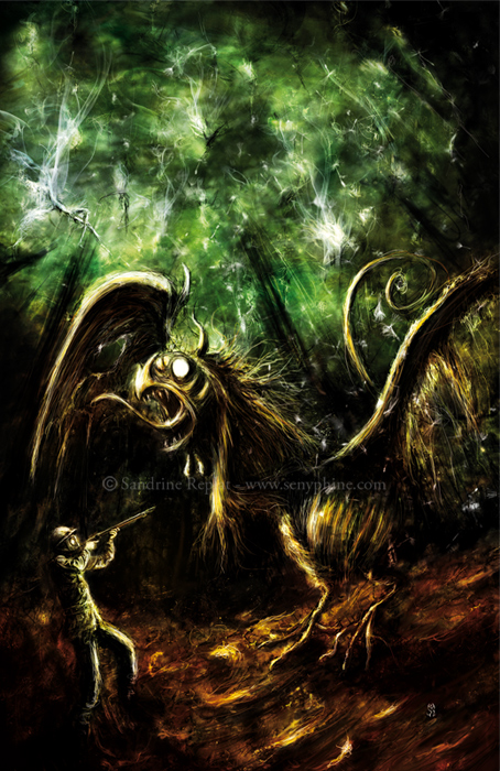 Le Chemin Des Fees, painting by Sandrine Replat. Here is a book cover I painted for the novel "Le Chemin des F&eacute;es" written by Fabrice ANFOSSO, to be published by Lokomodo editions on May 2011.. pencil, acrylic painting & Photoshop. traditionnal and digital media. In People, Character, Monster