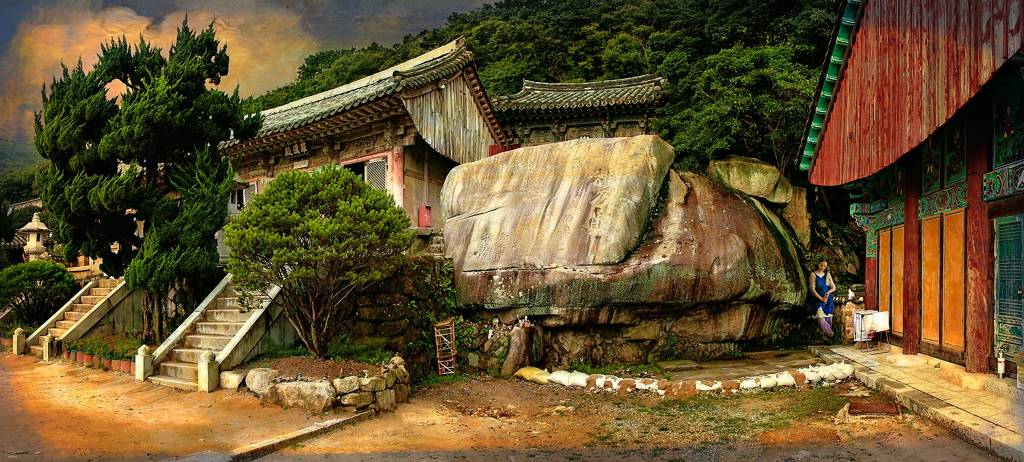 The Chambermaid's Dilemma, photography by Jared Christopher Martin. A private moment taken at Beomeosa Temple in Busan, Korea. The strange yellowish light presaged a monsoon that arrived suddenly and sent everyone scattering.. Canon Mark II. In People, Portrait, Female