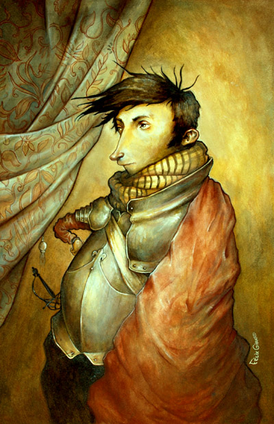 L'homme de fer/ The Iron man, painting by F&eacute;lix Girard. 35 x 55 cm, Acrylic, 2007 - Sold. acrylique. In People, Portrait