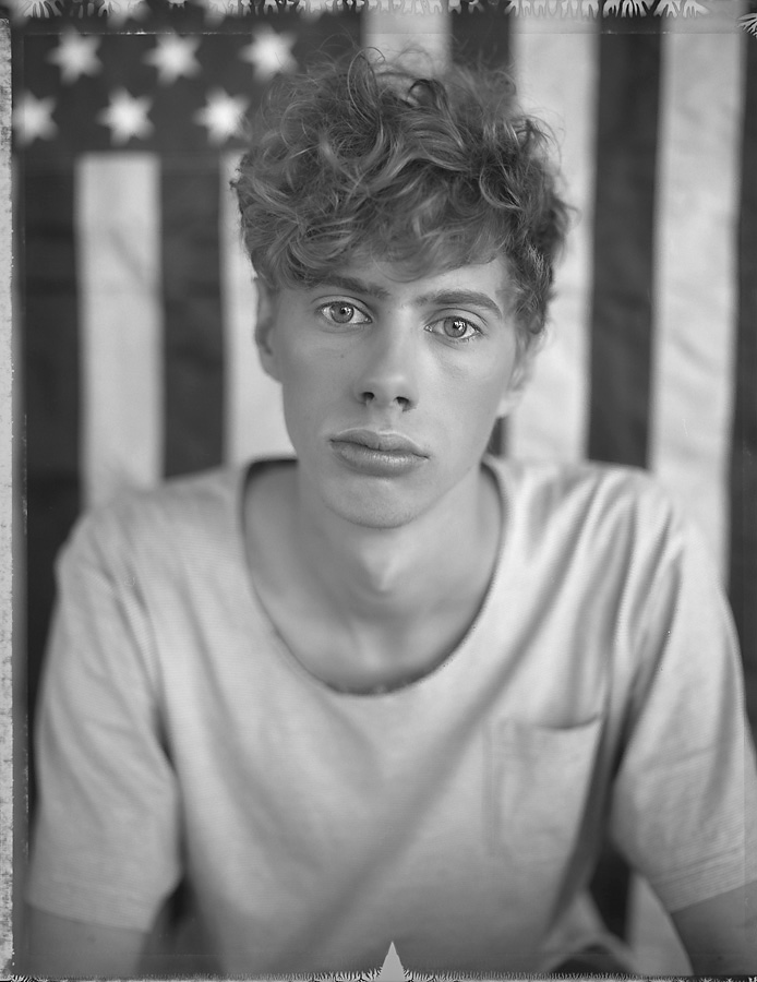 Flag..., photography by Piotr Biegaj. Graflex Crown. Polaroid 55, ambient light. In People, Portrait