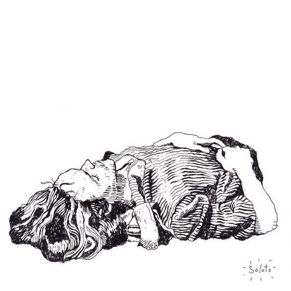 Allong&eacute; Depuis Si Longtemps, drawing by Ricota Soluto. Il avait r&eacute;pandu tant de souffrance et  donn&eacute; tant de son temps, de son argent et de son &eacute;nergie qu'il lui &eacute;tait devenu impossible de se d&eacute;dire ou de se reprendre. Et la peur de ne jamais se redresser, pour un jour  marcher droit, commen&ccedil;ait &agrave; grandir...

http://soluto.over-blog.org

. Encre de chine. dessin. In People, Self-portrait, Male