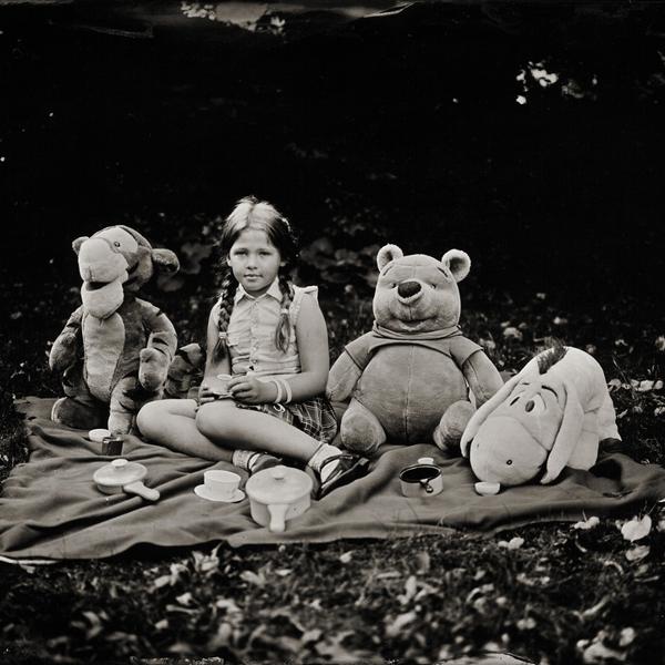Picnic, Artwork by Deborah Parkin. I have been working throughout the summer on a new project .. wet plate portraits of childhood called "Stillness in Time".  This is very much a collaborative project with the children thinking of how they would like to be photographed .. they were wonderful and loved the magic of wet plate photography.. toyo 45 field camera. wet plate collodion