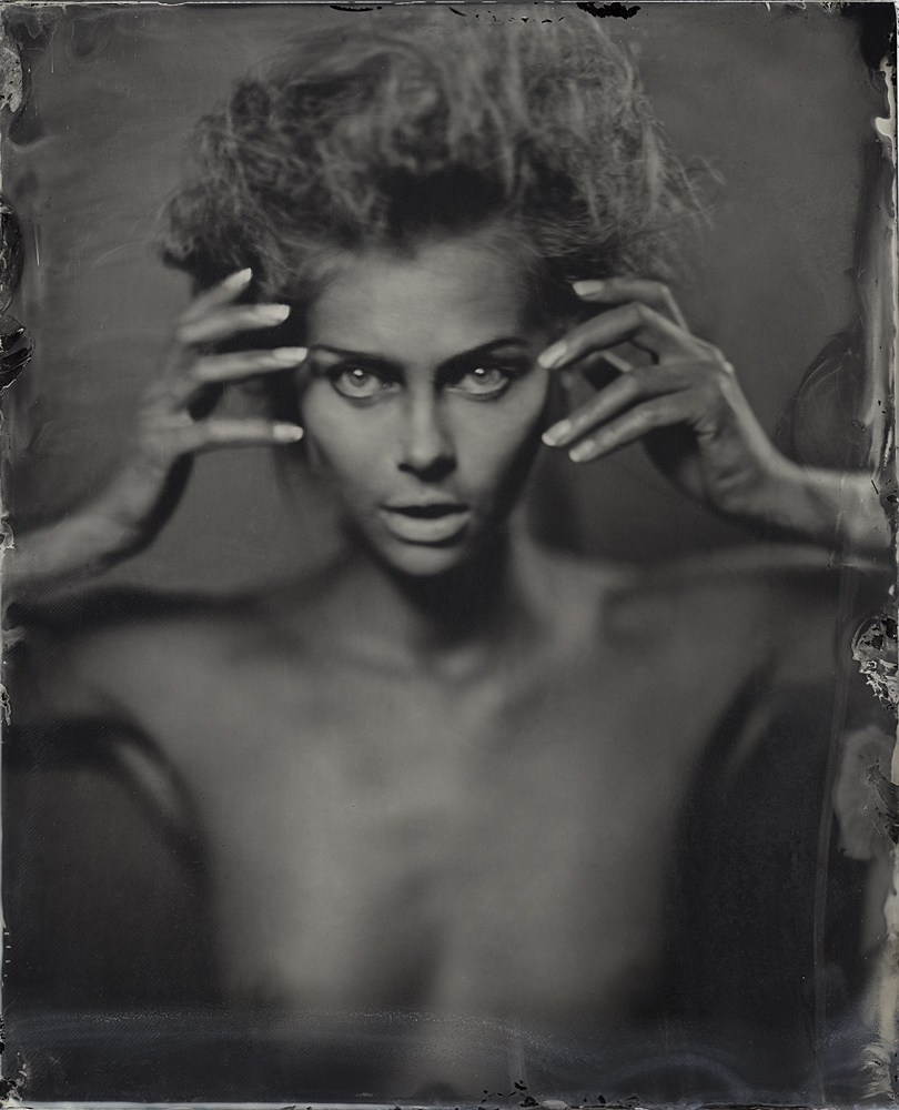 090926-0001, photography by Igor Vasiliadis. Sinar P2 + Tessar 360/4,5. Wet plate on blackened silver. In People, Nude