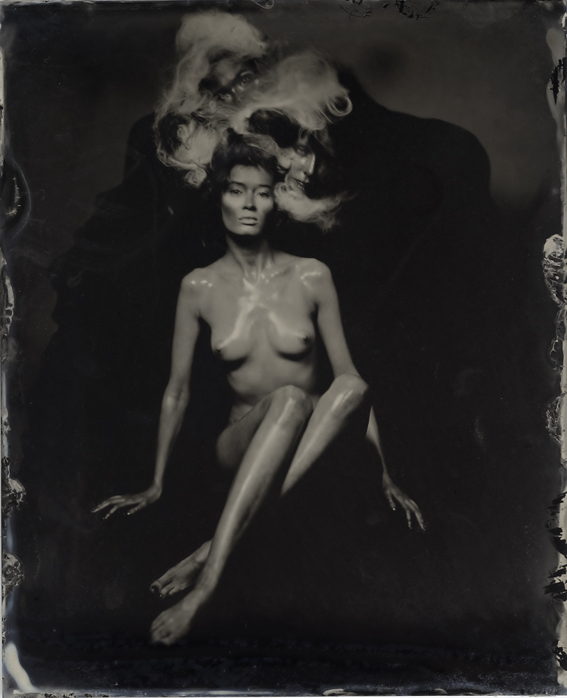091009-0001, photography by Igor Vasiliadis. Sinar P2 + Tessar 360/4,5. Wet plates on blackened silver. In People, Nude
