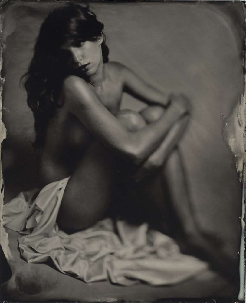 100630-0002, photography by Igor Vasiliadis. Sinar P2 + Voigtlander 16. Wet plate on blackened silver. In People, Nude, Female