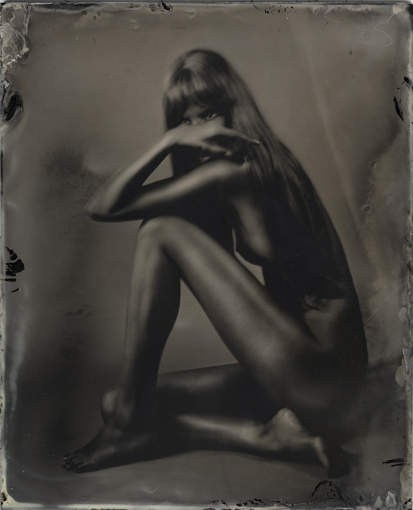 090817-0005, photography by Igor Vasiliadis. Sinar P2 + Voigtlander 16. Wet plate on blackened silver. In People, Nude, Female