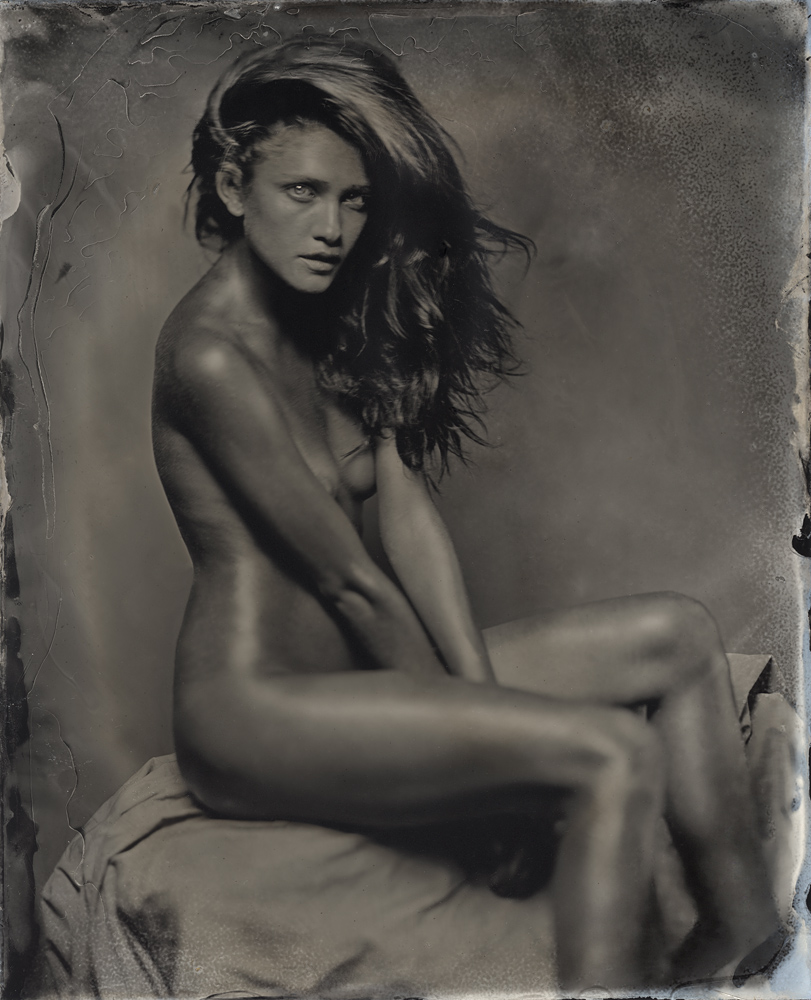 100729-0002, photography by Igor Vasiliadis. Sinar P2 + Voigtlander 16. wet plate on blackened silver. In People, Nude, Female