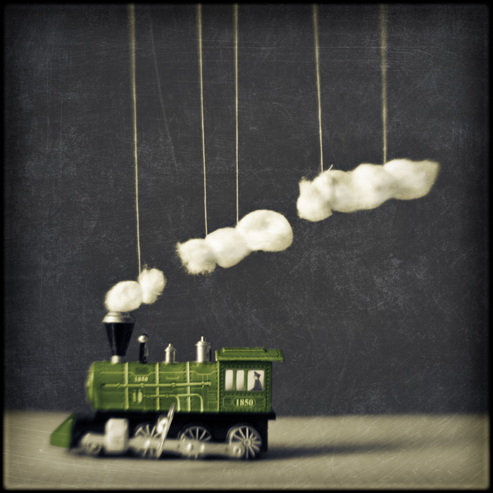 Tin Train, photography by Mark Sadlier. Homemade Lens. In Object, Still life