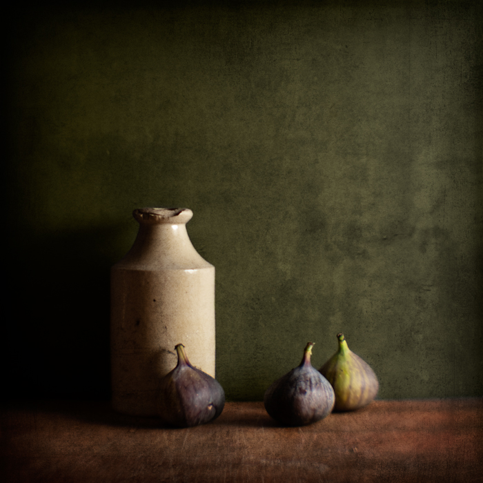 Figs On A Green Background, processing by Mark Sadlier. Homemade Lens. In Object, Still life