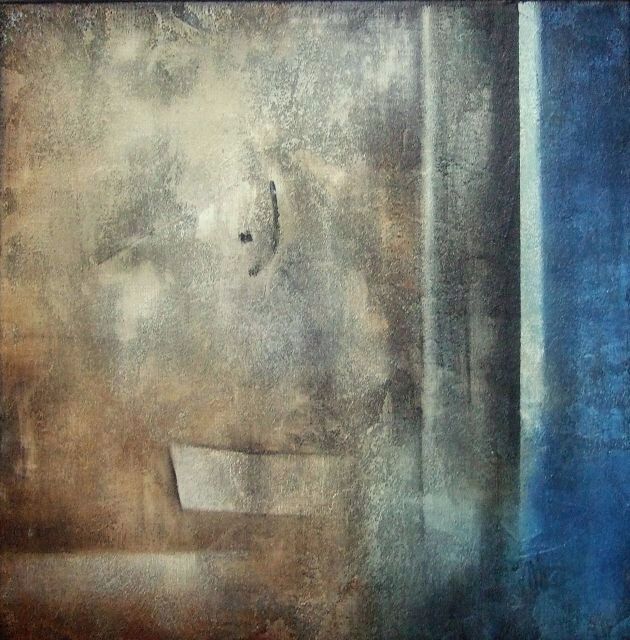 Elle, painting by Isabelle Mignot. Acrylic and texture paste on canvas 35 x 35 cm