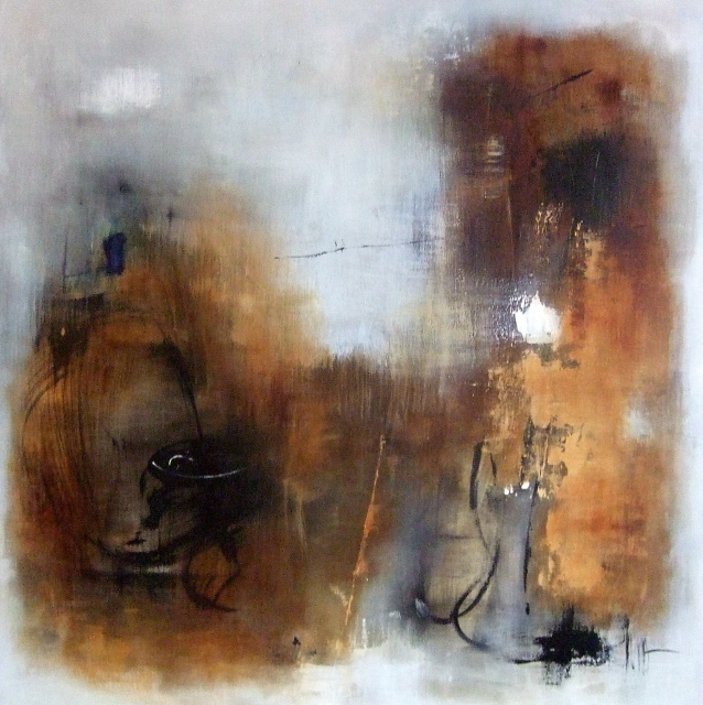 Acrylic on canvas 100 x 100 cm. Aimons Nous Sur Un Fil, painting by Isabelle Mignot. Image #247024