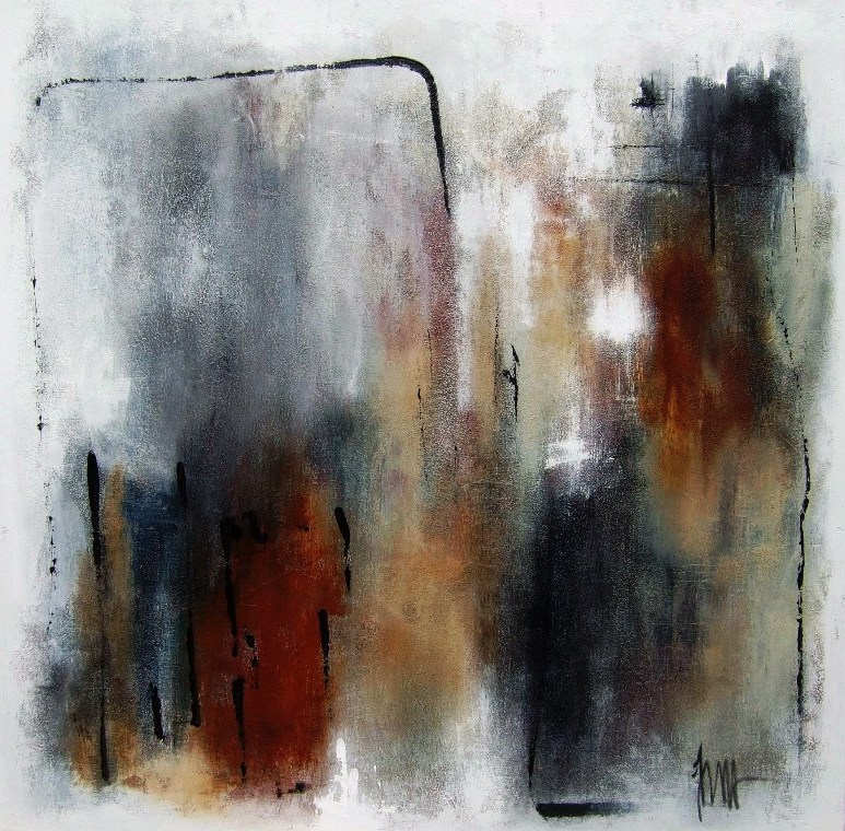 Carr&eacute; D'ailleurs 23, painting by Isabelle Mignot. Acrylique et mati&egrave;re sur toile 100 x 100 cm (&eacute;paisseur ch&acirc;ssis 4cm). In People, Everyday