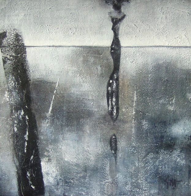 Going Further, painting by Isabelle Mignot. Acrylic and texture paste on canvas 30 x 30 cm